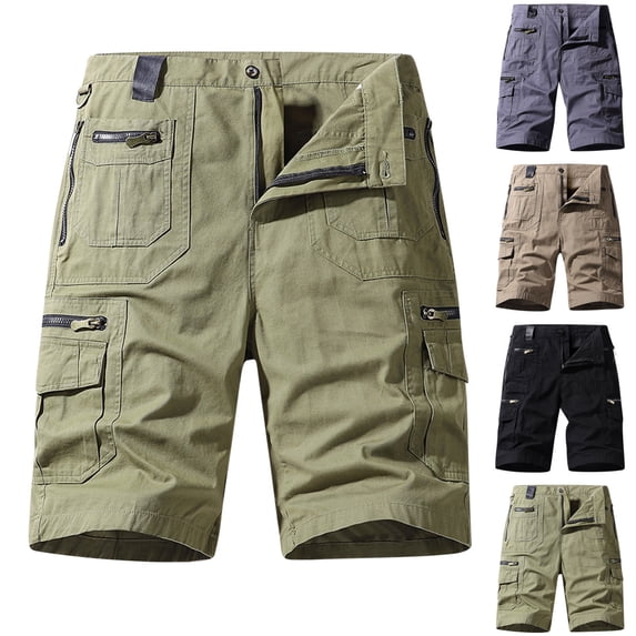 AXXD Shorts Men Casual Summer Plus Size Cargo Shorts Multi-Pockets Relaxed Beach Shorts Clearance
