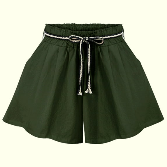 AXXD Shorts for Women High Waisted Dressy High Waisted Ladies Summer Solid Color Loose Belt Wide Leg Shorts Mother's Day