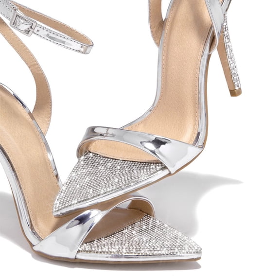 AXXD Silver Sandals for Women Summer Casual Sandals Party Bright Diamond Heels