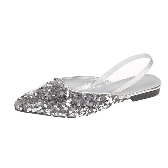 AXXD Silver Sandals for Women Summer Sparkly Low Heel Mothers Day