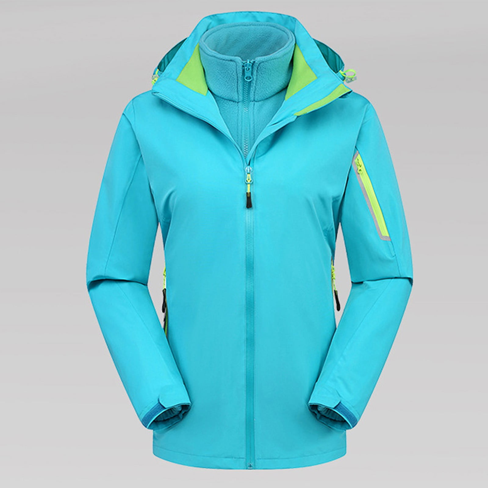 AXXD Sky Blue Rain Jacket For Woman Winter Hood Solid Reflective Three