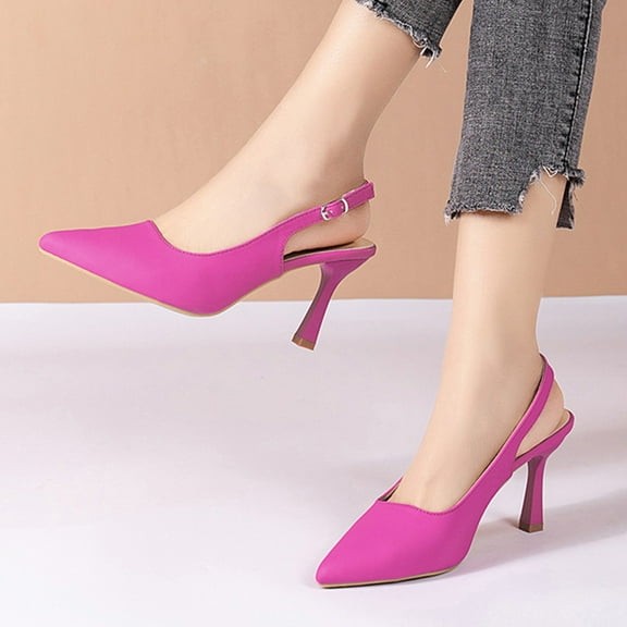 AXXD Spring Fall Pointed Toe Thin Heels Hollow Thin Sandal Hot Pink Woman Shoe Fall Christmas Size 40(US:7.5)