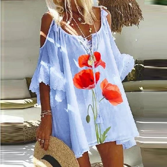 AXXD Sun Dress,Short Sleeve V-Neck Elegant Loose Tank Wedding Dresses(Available in Plus Size)