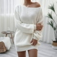 thumbnail image 1 of AXXD Sweater Dress For Women,Women Fashion Casual Off-the-shoulder Lantern Sleeve Knit Sweater Dress, 1 of 4