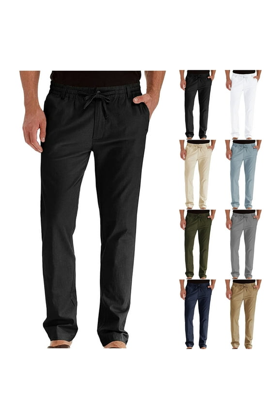 Sweatpants For Men,Men's Drawstring Elastic Waist Solid Color Pocket Trousers Loose Movement Pants For Men