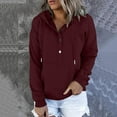 thumbnail image 1 of AXXD Sweatshirt For Women,Christmas Womens Casual Hoodies Fall Solid Long Sleeve Sweatshirt Button Down Drawstring Pullover Top Blouse With Pocket, 1 of 8