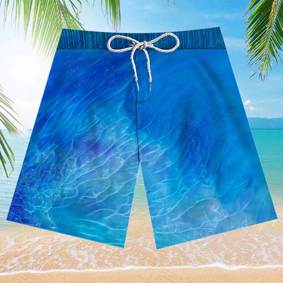 AXXD Swim Shorts Lady,Breathable Sports Surfing 3D Printing Seaside Vacation Beach Shorts Swimming Trunks Biker Shorts Women High Waist Blue 8