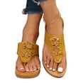 thumbnail image 1 of AXXD Wedge Sandals for Women Summer Large Size Solid Color Flower Casual And Comfortable Lunge Sandals Shoes, 1 of 9