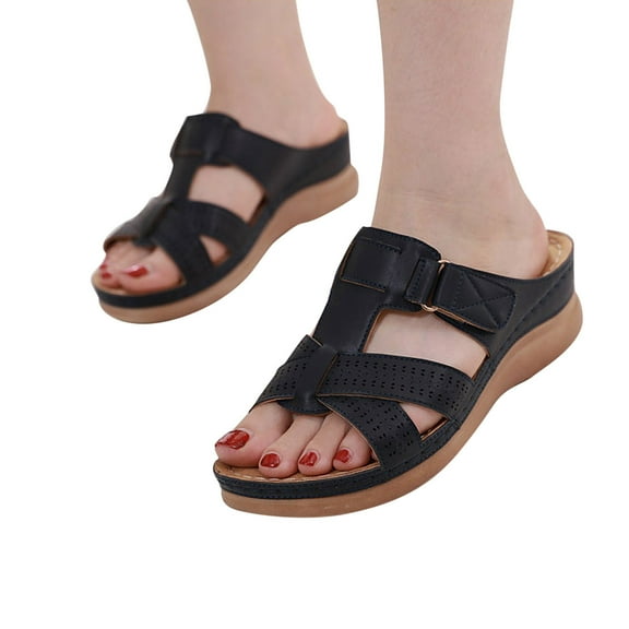 AXXD Wedge Sandals for Women Summer New Shoes Hollow Flower Sandals Wedge