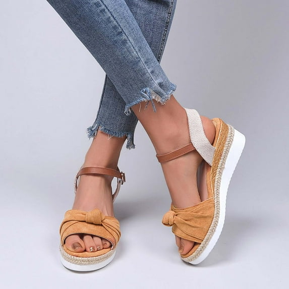 AXXD Wedge Sandals for Women Summer Sandals Open Toe Sandals Casual Low Slip On Sandals Comfortable Outdoor Shoes