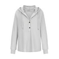 thumbnail image 1 of AXXD White Basic T Shirts for Women 2024 Fall Winter Casual Hooded Shirts Long Sleeve Drawstring Button Hoodies Sweatshirts Tops, 1 of 3