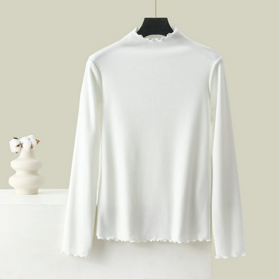 AXXD White Basic Tshirts Shirts for Women Summer 2024 Casual Color Buttons Long Sleeve V-Neck Loose Shirt Blouse