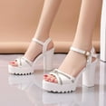 thumbnail image 1 of AXXD White Sandals for Women 7.5 New Summer Chunky Fish Mouth Rhinestone Sandals High-heeled Sandals, 1 of 1