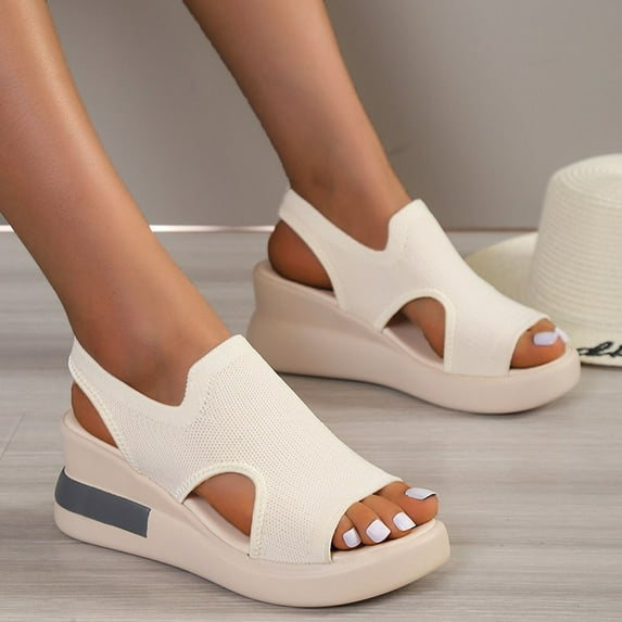 AXXD White Sandals for Women 9 Flat Shoes Ladies Beach Sandals Summer Non-Slip Causal