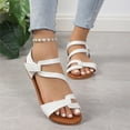 thumbnail image 1 of AXXD White Sandals for Women Summer Casual Toe Sandals Line Buckle Roman Beach Shoes, 1 of 5
