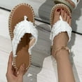 thumbnail image 1 of AXXD White Sandals Women Summer Flat Beach Large Flat Flat Solid Color Line Beach Sandals Mothers Day, 1 of 6
