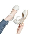 thumbnail image 1 of AXXD White Wedge Sandals for Women 7 Knitted Round Toe Buckle Sandals High Heel Summer Casual Baotou Back Empty Sandals, 1 of 7