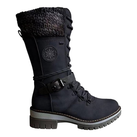 AXXD Winter Boots For Women,Women's Boots,Round Toe,Low Heel,Mid-Calf,Black,43 (US:11)