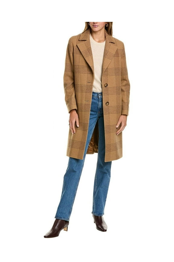Icons womens  Long Wool-Blend Trench Coat, 6, Brown