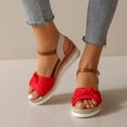 thumbnail image 1 of AXXD Woman Sandals Red Wedge Gladiators Summer Mothers Day, 1 of 4