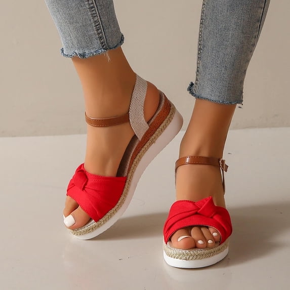AXXD Woman Sandals Red Wedge Gladiators Summer Mothers Day