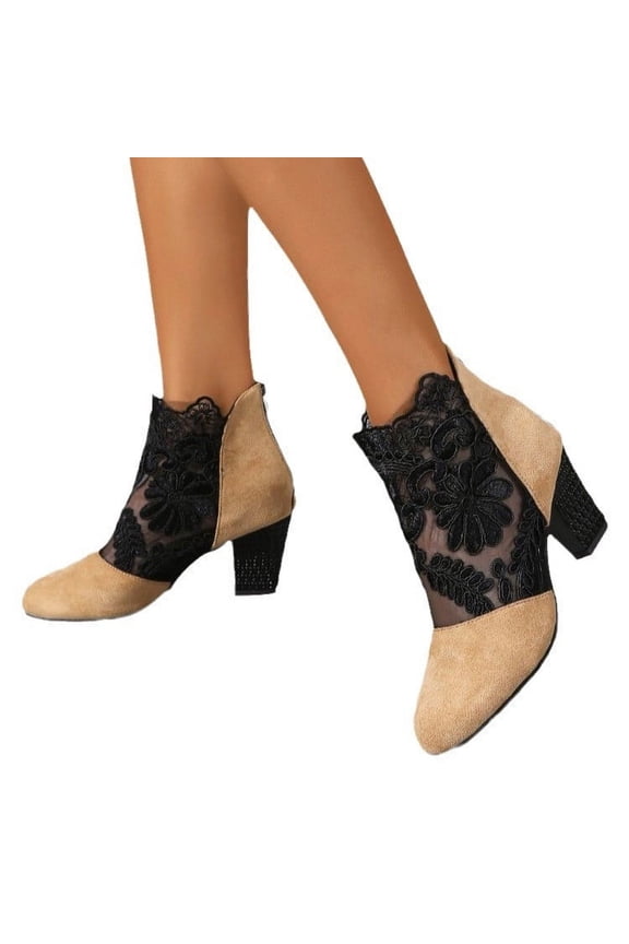 Women Beige Sandals Clearance 6.5 Summer Net Surface Sandals Ethnic Style Breathable Flowers Casual High Heel Sandals