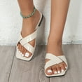 thumbnail image 1 of AXXD Women Beige Sandals New Summer Flats Casual Versatile Beach Sandals Open Toe, 1 of 6