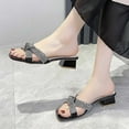 thumbnail image 1 of AXXD Women Black Sandals Clearance 8.5 Summer Size Rhinestone Sandals With High Heels And Chunky Sandals, 1 of 5