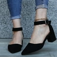 thumbnail image 1 of AXXD Women Black Sandals Clearance 9.5 Summer Casual Pointed-toe Sandals Middle Heel Chunky Heel Metal Buckle Sandals, 1 of 5