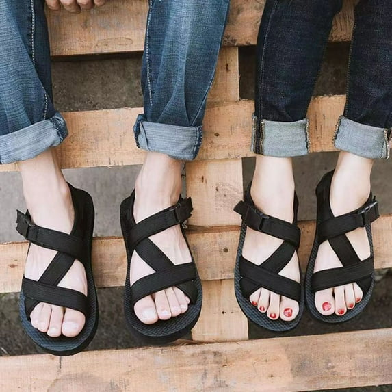 AXXD Women Black Sandals Clearance Under $10 Summer Sole Trend Student Beach Sandals Non Slip Outdoor Men Women