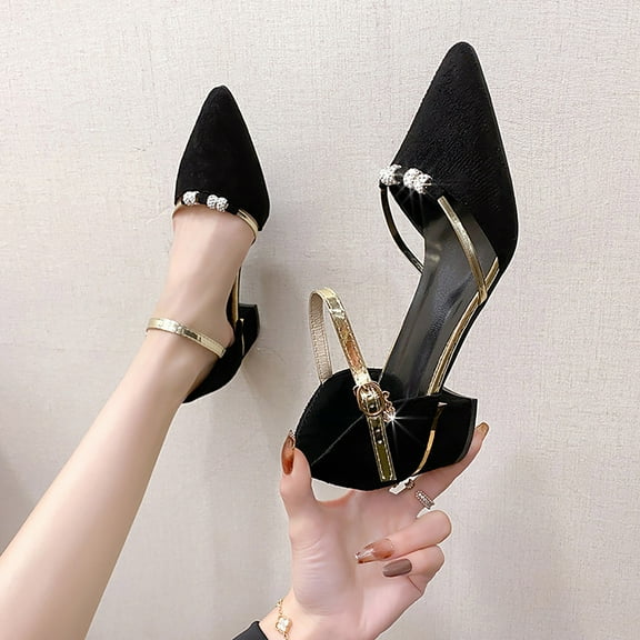 AXXD Women Black Sandals Clearance Under $10 Summer Thick Heel Buckle Shoes Comfortable And Breathable Casual Sandals