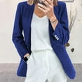 thumbnail image 1 of AXXD Women Blouses Blue Basic Summer 2024 Trendy Long Sleeve Tops Outwear Cardigan Button Turn-down Collar Jacket Coat, 1 of 6