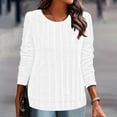 thumbnail image 1 of AXXD Women Blouses White Basic Summer 2024 Loose Trendy Button V-Neck Long Sleeve Casual T-shirt Top Solid Blouse, 1 of 6