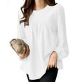 thumbnail image 1 of AXXD Women Blouses White Plus Size Summer 2024 Solid Color Loose Round Neck Shirt Long Sleeved Top/shirt, 1 of 4