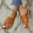 thumbnail image 1 of AXXD Women Brown Sandals Clearance Under $10 New Summer Flat Shoes Casual Slip-Toe Sandals Clip Toe, 1 of 5
