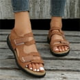 thumbnail image 1 of AXXD Women Brown Sandals Summer Flat Bottom Striped Shoes Lightweight Beach Sandals Casual Shoes, 1 of 7