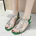 thumbnail image 1 of AXXD Women Dress Sandals Green Summer Rhinestone High Heel Chunky Mothers Day, 1 of 9