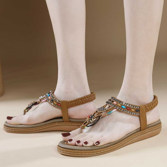 AXXD Women Dress Sandals Yellow Comfort Flat Summer Beach Mothers Day