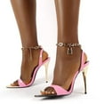 thumbnail image 1 of AXXD Women Pink Sandals Summer Shoes Candy Colored Pointed Sandals High Heels Metal Chain Large Shoes, 1 of 8