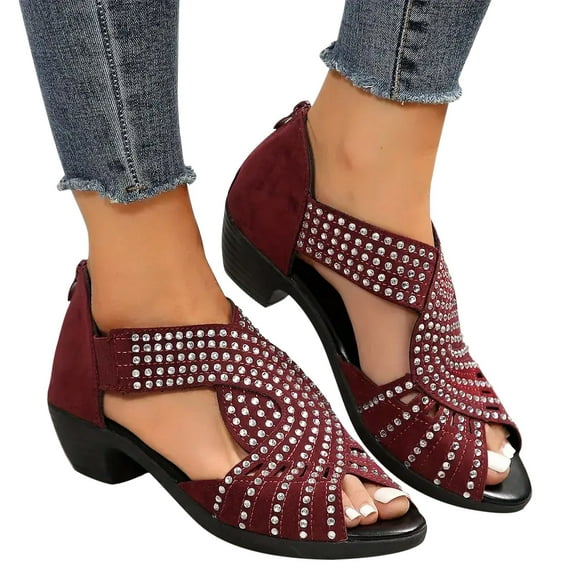 AXXD Women Sandals Clearance 9.5 Summer Ladies Shoes Open Toe Sandals Solid Color Casual Sandals