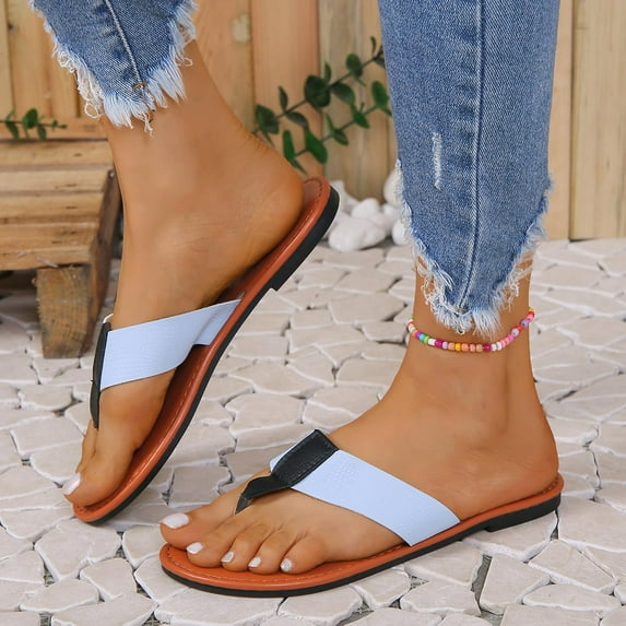 AXXD Women Sandals Clearance Under $10 New Summer Flat Shoes Casual Slip-Toe Sandals Clip Toe