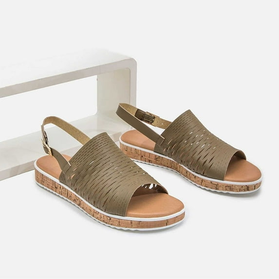 AXXD Women Sandals Clearance Under $10 Summer Casual Shoes Fish Mouth Thick Sole Hollowed Out Sandals