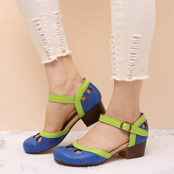 AXXD Women Sandals Summer Coarse Heel Sandals Match Color Princess Casual Single Shoes