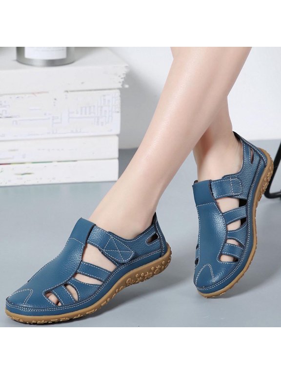 Women Sandals Summer Leather Sandals Comfortable Soft Soled Mom Shoes Paste Casual Shoes