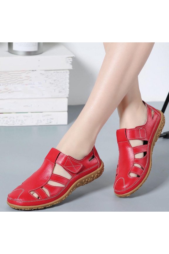 Women Sandals Summer Leather Sandals Comfortable Soft Soled Mom Shoes Paste Casual Shoes