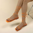 thumbnail image 1 of AXXD Women Sandals Comfortable Orange Flat Strappy Summer Trendy Lace Mothers Day, 1 of 4