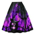 thumbnail image 1 of AXXD Women Skirts Under $10,New Pumpkin Print Loose Skirt Leather Pleated Skirt Purple 10, 1 of 2