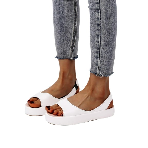 AXXD Women White Sandals Clearance 7.5 Summer Ladies Sandals Casual Footwear Solid Color Casual Fish Mouth Thick Bottomed Sandals