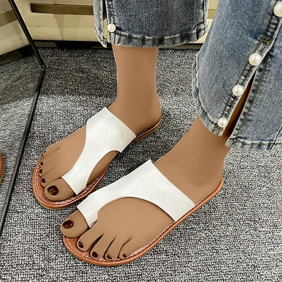 AXXD Women White Sandals New Summer Flat Bottom Shoes Outwear Sandals Beach