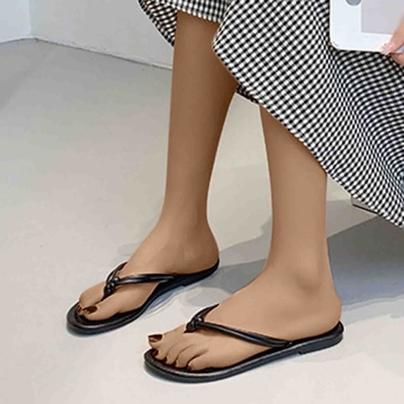 AXXD Women's Dress Sandals Summer Black Comfort Espadrilles Flat Flip Flop Knitting Clip Toe Sandals Bottom Mothers Day